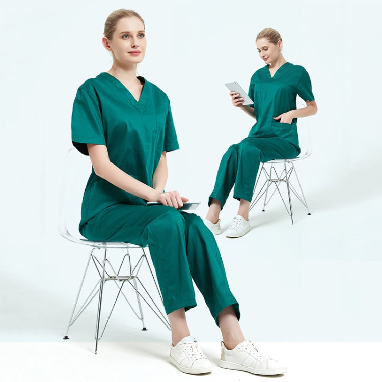 Women Grooming Pet Dental Work Clothes Short-Sleeved Top + Pants Set,