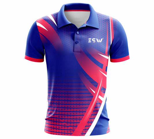 Men's Polyester Collar Neck Sports T-Shirts Color Blue, Pink