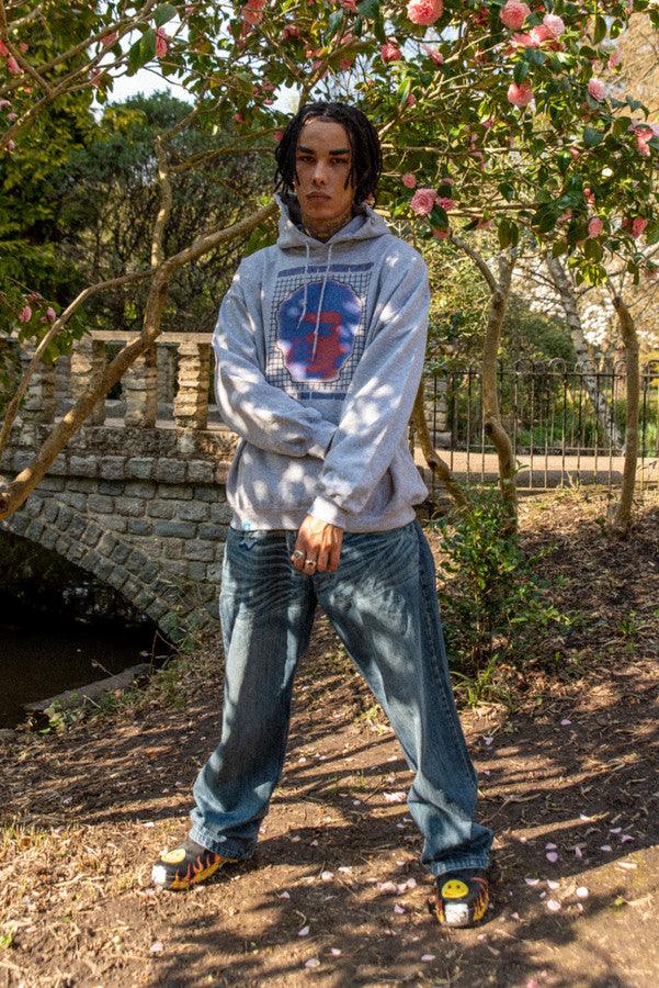 Heavyweight Hoodie in Grey With Lost in Motion Print