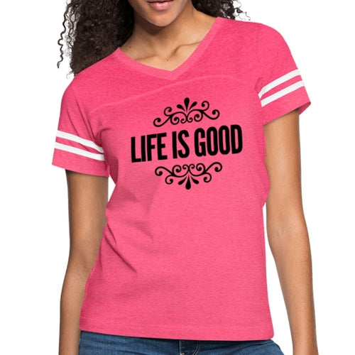Womens T-shirt Vintage Sport White - Life is Good Print
