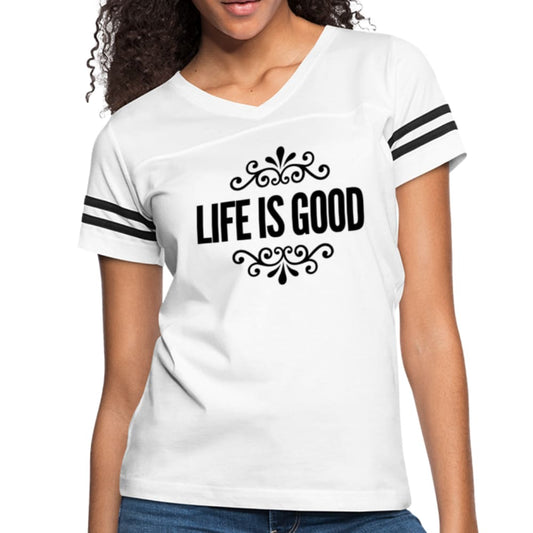 Womens T-shirt Vintage Sport White - Life is Good Print