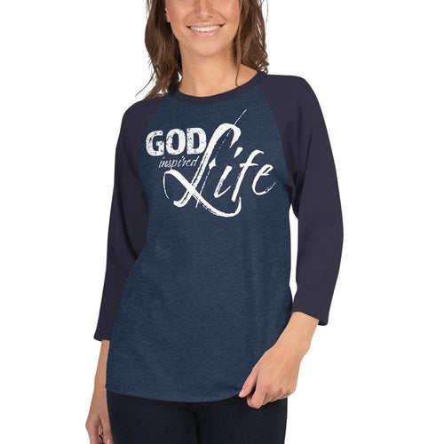 Womens Raglan Tee - God Inspired Graphic Pullover Baseball Shirt